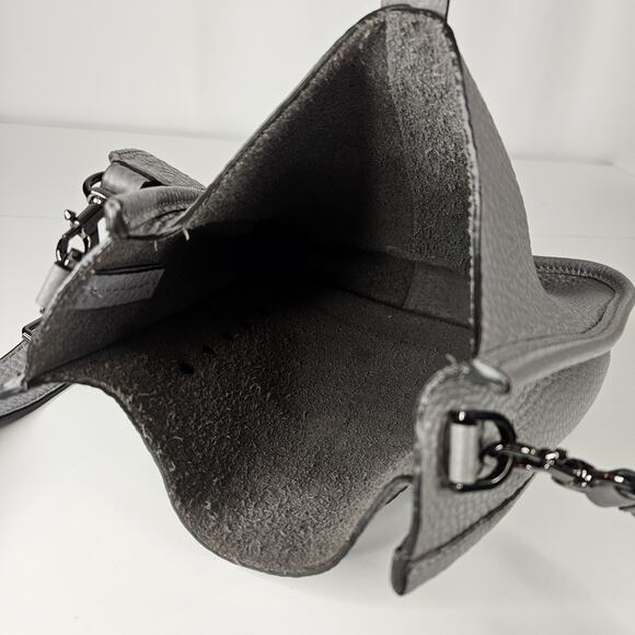 Rebecca Minkoff Unlined Feed Leather Crossbody Bag Gray Studded - Picture 6 of 13